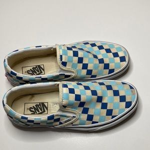 Blue Topaz Classic Slip On Checkerboard Vans